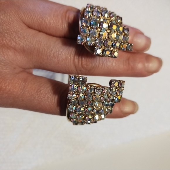 Vintage AB Stone Hinged Clamper Bracelet - Picture 5 of 6